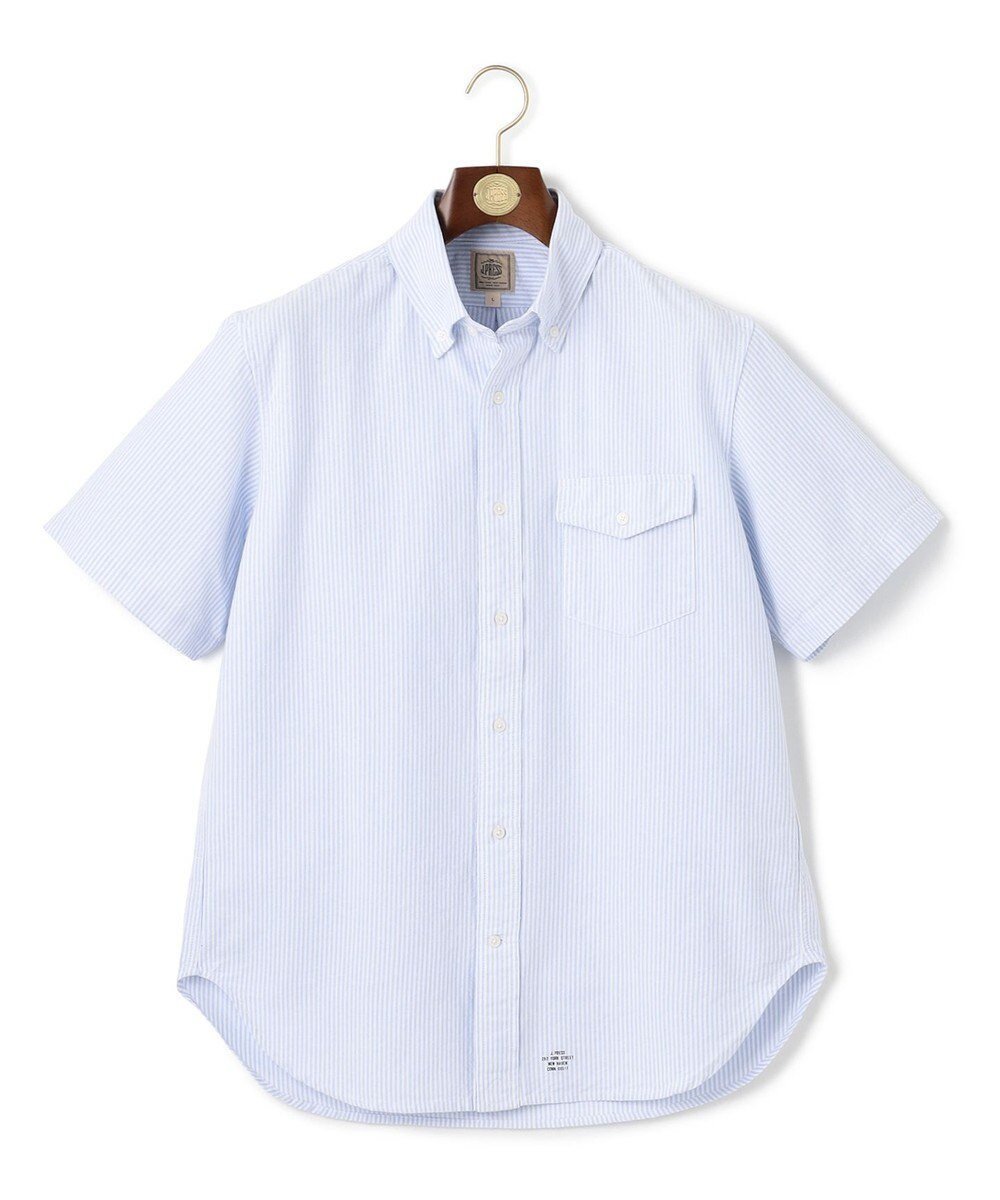 【ジェイ プレス/J.PRESS / MEN】の【WEB・一部店舗限定】半袖シャツ / B.D. インテリア・キッズ・メンズ・レディースファッション・服の通販 founy(ファニー) 　ファッション　Fashion　メンズファッション　Fashion for Men　トップス・カットソー　Cut & Sew Tops　メンズシャツ　Shirts　インナー　Innerwear　シンプル　Simple, Minimal　ストライプ　Stripe, Striped Pattern　ドレス　Dress, One-Piece　バランス　Balance, Style Balance　プリント　Print, Printed Pattern　ベーシック　Basic, Essential　メンズ　Men's, Menswear　半袖　Short Sleeve, Half Sleeve　夏　Summer　春　Spring　S/S・春夏　SS, Spring/Summer, Warm Season　無地　Plain, Solid Color　羽織　Haori, Light Jacket　サックスブルー系1|ID: prp329100004825628 ipo3291000000035106434