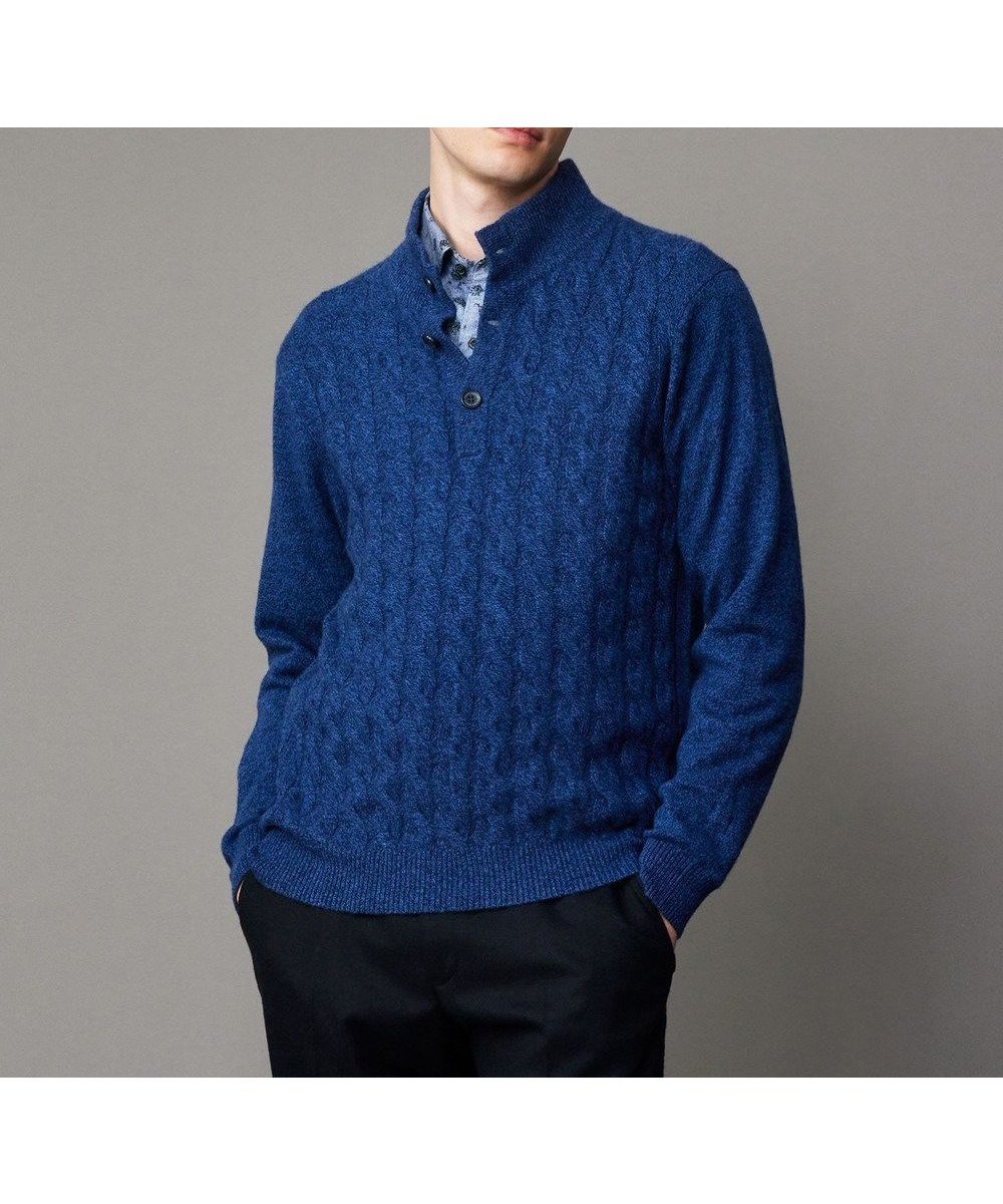 【ジョセフ アブード/JOSEPH ABBOUD / MEN】の【カシミヤ混/洗える】カシミヤブレンド ハイネック プルオーバー ニット インテリア・キッズ・メンズ・レディースファッション・服の通販 founy(ファニー) 　ファッション　Fashion　メンズファッション　Fashion for Men　トップス・カットソー　Cut & Sew Tops　ニット・セーター / 定番トップス　Knit Tops & Sweaters　ジャケット　Jacket, Outerwear　セーター　Sweater, Knitwear　ハイネック　High Neck, Mock Neck　洗える　Machine Washable　A/W・秋冬　Autumn/Winter　ダルブルー系|ID: prp329100004825638 ipo3291000000035707819