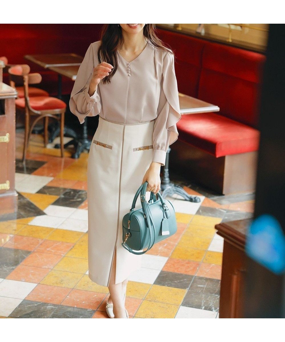 【エニィ スィス/any SiS】の【全方位 好印象】フェミニンブラウス×ビットタイトスカート セット インテリア・キッズ・メンズ・レディースファッション・服の通販 founy(ファニー) 　ファッション　Fashion　レディースファッション　Fashion for Women　セットアップ　Matching Sets　スカート・ミニ/ミディ/マキシ　Skirts / Mini, Midi & Maxi Skirts　スタイリッシュ　Stylish, Fashionable　ストレッチ　Stretch, Stretchy Fabric　スリーブ　Sleeve, Long Sleeve / Short Sleeve　セットアップ　Set-Up, Coordinated Outfit　タイトスカート　Pencil Skirt, Tight Skirt　フェイク　Faux, Fake　フェミニン　Feminine, Girly　フレア　Flare, Flared　フロント　Front, Front Design　ポケット　Pocket, Pocket Detail　A/W・秋冬　Autumn/Winter　エレガント 上品　Elegant　アイボリー|ID: prp329100004825655 ipo3291000000035106527