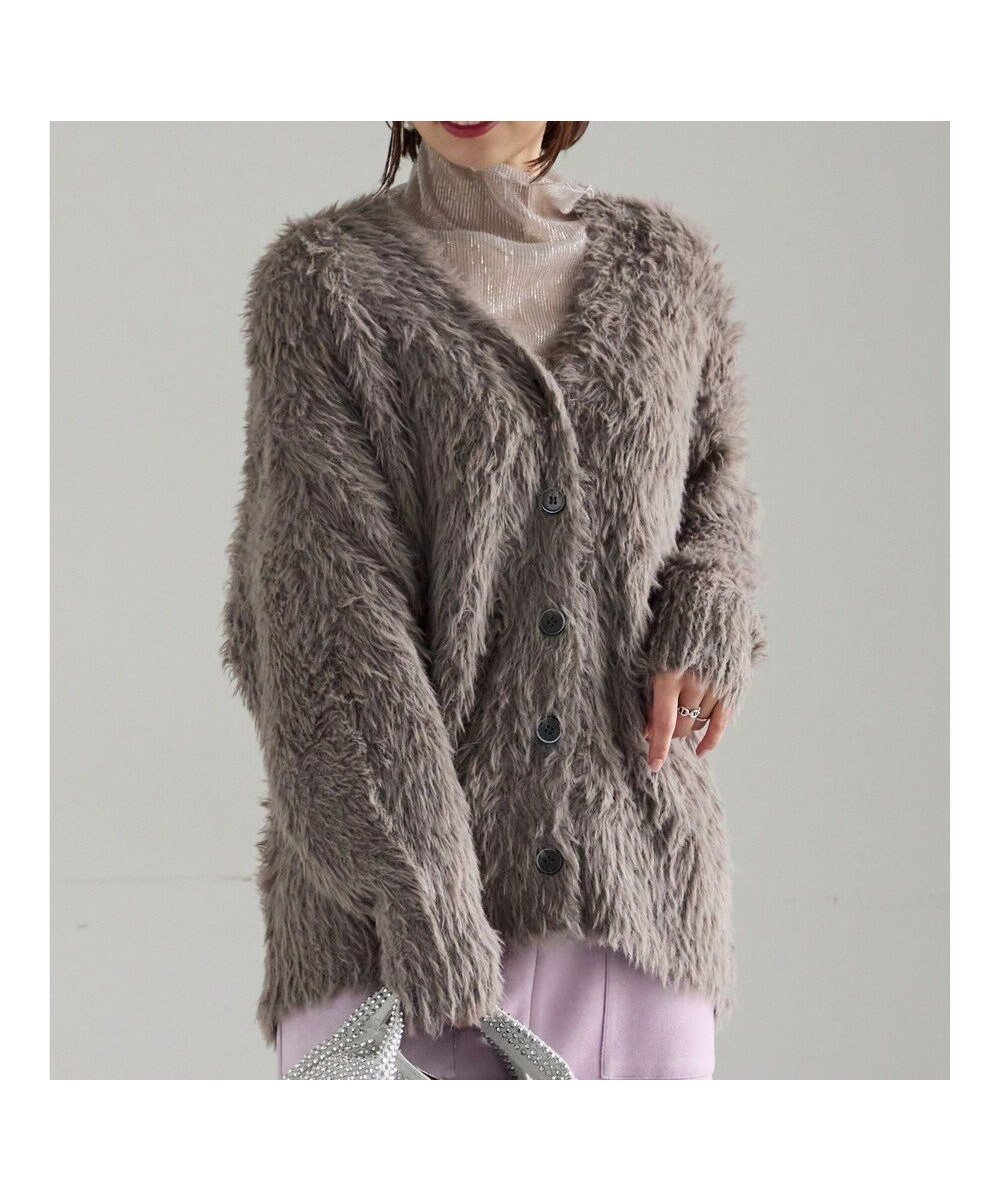 【テチチ/Te chichi】のシャギーVネックカーディガン インテリア・キッズ・メンズ・レディースファッション・服の通販 founy(ファニー) 　ファッション　Fashion　レディースファッション　Fashion for Women　トップス・カットソー　Cut & Sew Tops　ニット　Knit Tops & Sweaters　カーディガン・羽織り　Layered Style Cardigans　Vネックトップス　V-Neck Tops / V-Cut Neckline Shirts　カーディガン　Cardigan, Knitwear　シンプル　Simple, Minimal　セーター　Sweater, Knitwear　デニム　Denim, Jeans Material　ワイド　Wide, Wide Fit　夏　Summer　S/S・春夏　SS, Spring/Summer, Warm Season　A/W・秋冬　Autumn/Winter　グレー|ID: prp329100004825657 ipo3291000000035106546