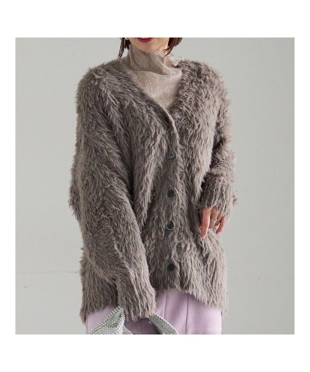 【テチチ/Te chichi】のシャギーVネックカーディガン インテリア・キッズ・メンズ・レディースファッション・服の通販 founy(ファニー) 　ファッション　Fashion　レディースファッション　Fashion for Women　トップス・カットソー　Cut & Sew Tops　ニット　Knit Tops & Sweaters　カーディガン・羽織り　Layered Style Cardigans　Vネックトップス　V-Neck Tops / V-Cut Neckline Shirts　カーディガン　Cardigan, Knitwear　シンプル　Simple, Minimal　セーター　Sweater, Knitwear　デニム　Denim, Jeans Material　ワイド　Wide, Wide Fit　夏　Summer　S/S・春夏　SS, Spring/Summer, Warm Season　A/W・秋冬　Autumn/Winter　グレー|ID: prp329100004825657 ipo3291000000035521124