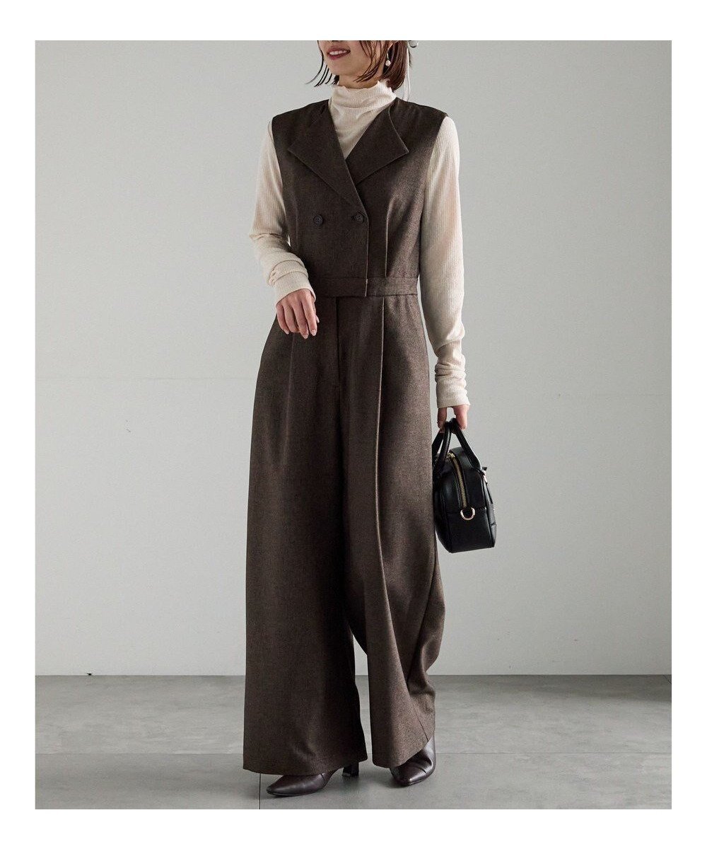 【テチチ/Te chichi】のツイーディーダブルコンビネゾン インテリア・キッズ・メンズ・レディースファッション・服の通販 founy(ファニー) 　ファッション　Fashion　レディースファッション　Fashion for Women　ワンピース　Dresses　インナー　Innerwear　コンビネゾン　Jumpsuit, All-in-One　タートル　Turtleneck, Turtle Collar　ワイド　Wide, Wide Fit　夏　Summer　S/S・春夏　SS, Spring/Summer, Warm Season　A/W・秋冬　Autumn/Winter　ブラウン|ID: prp329100004825658 ipo3291000000035106551