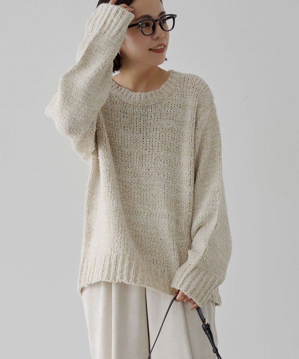 【アメリカンホリック/AMERICAN HOLIC】のメランジルーズニットプルオーバー インテリア・キッズ・メンズ・レディースファッション・服の通販 founy(ファニー) 　ファッション　Fashion　レディースファッション　Fashion for Women　トップス・カットソー　Cut & Sew Tops　ニット　Knit Tops & Sweaters　カジュアルプルオーバー・ニットトップス　Pullovers & Knit Tops / Casual Pullovers　アメリカン　American Style　スタイリッシュ　Stylish, Fashionable　セーター　Sweater, Knitwear　フェミニン　Feminine, Girly　ヘムライン　Hemline, Bottom Cut　ポケット　Pocket, Pocket Detail　ミックス　Mix, Mixed Style　A/W・秋冬　Autumn/Winter　おすすめ　Recommended / Our Picks　Ivory|ID: prp329100004825661 ipo3291000000035543310