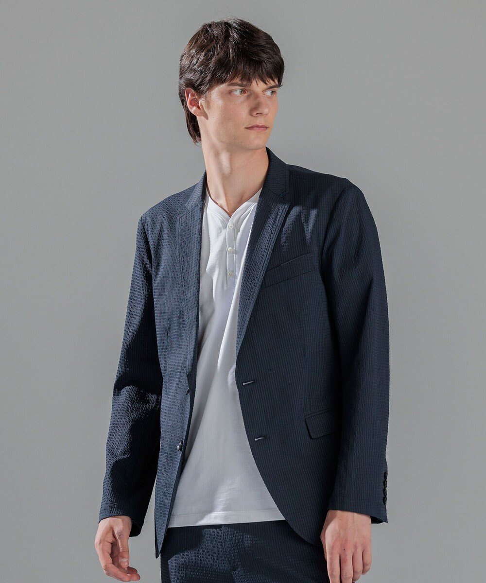 【ジョゼフ オム/JOSEPH HOMME / MEN】の【LEON 掲載】クールネスサッカー ジャケット インテリア・キッズ・メンズ・レディースファッション・服の通販 founy(ファニー) 　ファッション　Fashion　メンズファッション　Fashion for Men　アウター　Men's Coats Outerwear　テーラードジャケット　Tailored Jackets & Blazers　インナー　Innerwear　ウォッシャブル　Machine Washable　カットソー　Cut and Sewn Top　サッカー　Seersucker, Summer Fabric　シェイプ　Shape, Slim Fit　ジャケット　Jacket, Outerwear　ストレッチ　Stretch, Stretchy Fabric　セットアップ　Set-Up, Coordinated Outfit　センター　Center, Center Line　ビジネス 仕事 通勤　Business / Work / Commuting　ファブリック　Fabric, Textile　フラップ　Flap, Flap Pocket　ベーシック　Basic, Essential　ポケット　Pocket, Pocket Detail　夏　Summer　春　Spring　S/S・春夏　SS, Spring/Summer, Warm Season　雑誌　Magazine, Fashion Magazine　ネイビー系|ID: prp329100004826400 ipo3291000000035116735