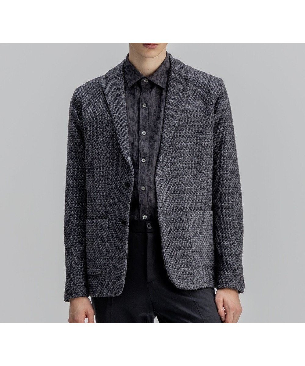 【ジョゼフ オム/JOSEPH HOMME / MEN】のストロータックステッチ ニットジャケット インテリア・キッズ・メンズ・レディースファッション・服の通販 founy(ファニー) 　ファッション　Fashion　メンズファッション　Fashion for Men　アウター　Men's Coats Outerwear　テーラードジャケット　Tailored Jackets & Blazers　カーディガン　Cardigan, Knitwear　シンプル　Simple, Minimal　ジャケット　Jacket, Outerwear　ストレッチ　Stretch, Stretchy Fabric　パッチ　Patch, Appliqué　ポケット　Pocket, Pocket Detail　A/W・秋冬　Autumn/Winter　グレー系|ID: prp329100004826401 ipo3291000000035116737