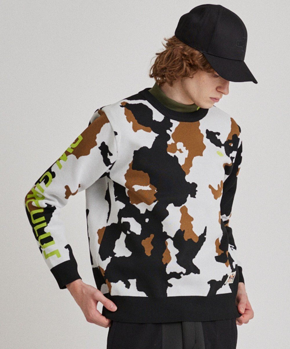 【ピーダブリュサーキュラス/PW CIRCULUS / MEN】の【MEN】ピント柄ニット インテリア・キッズ・メンズ・レディースファッション・服の通販 founy(ファニー) 　ファッション　Fashion　メンズファッション　Fashion for Men　トップス・カットソー　Cut & Sew Tops　ニット・セーター / 定番トップス　Knit Tops & Sweaters　2024年　2024　2024-2025秋冬・A/W　Autumn/Winter 2024–25 AW24–25　オレンジ　Orange　ゴルフ　Golf　セーター　Sweater, Knitwear　プリント　Print, Printed Pattern　モチーフ　Motif, Design Theme　洗える　Machine Washable　無地　Plain, Solid Color　秋　Autumn　A/W・秋冬　Autumn/Winter　軽量　Lightweight, Ultra Light　カーキ系5|ID: prp329100004826404 ipo3291000000035116747