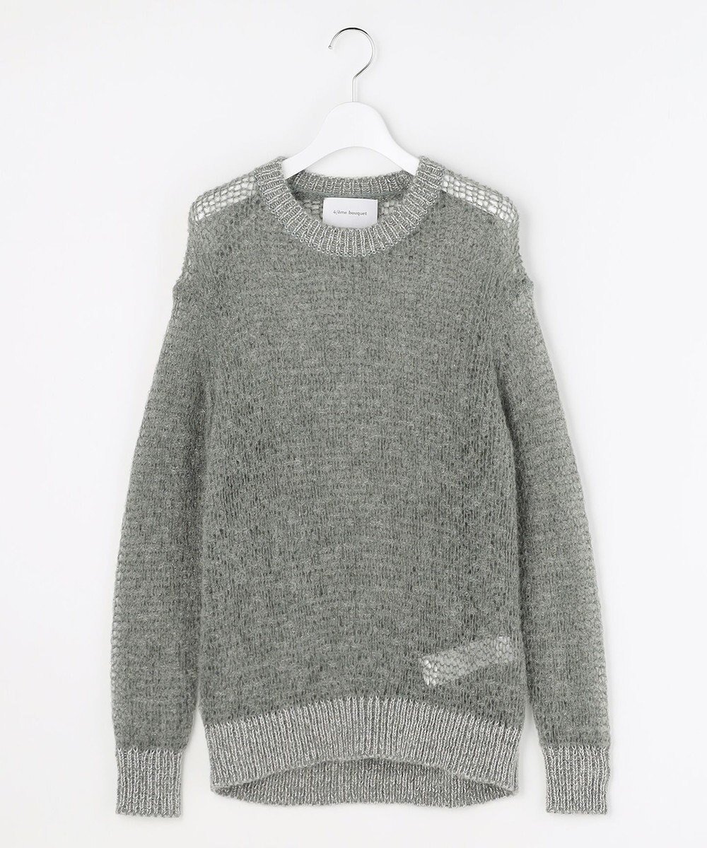 【自由区/JIYU-KU】の【カトリエムブーケ】Mohair lumineuxラメプルオーバ ーニット インテリア・キッズ・メンズ・レディースファッション・服の通販 founy(ファニー) 　ファッション　Fashion　レディースファッション　Fashion for Women　トップス・カットソー　Cut & Sew Tops　ニット　Knit Tops & Sweaters　春　Spring　シアー　Sheer, See-Through　シンプル　Simple, Minimal　セーター　Sweater, Knitwear　チェーン　Chain, Chain Strap　ミックス　Mix, Mixed Style　モダン　Modern, Contemporary　S/S・春夏　SS, Spring/Summer, Warm Season　夏　Summer　エレガント 上品　Elegant　グレー×シルバーラメ|ID: prp329100004826414 ipo3291000000035116787