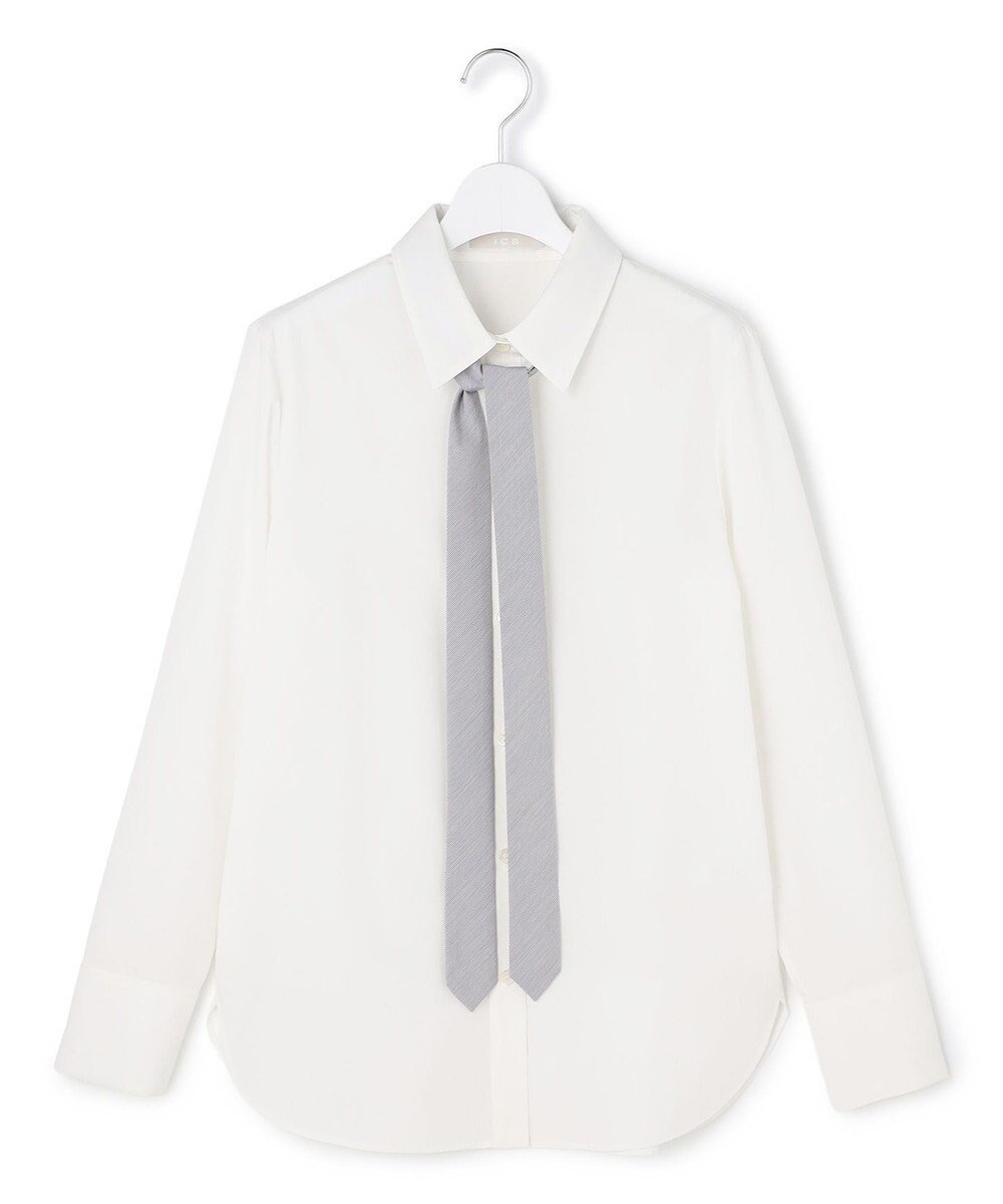 【アイシービー/iCB】の【先行予約・2WAY】 クリーンブロード タイ付きシャツ インテリア・キッズ・メンズ・レディースファッション・服の通販 founy(ファニー) 　ファッション　Fashion　レディースファッション　Fashion for Women　トップス・カットソー　Cut & Sew Tops　シャツ・ブラウス・オフィスカジュアル　Elegant Blouses & Button-Ups　春　Spring　今季　This Season, Current Season　ストライプ　Stripe, Striped Pattern　デニム　Denim, Jeans Material　ブロード　Broadcloth, Fine Cotton　ベーシック　Basic, Essential　S/S・春夏　SS, Spring/Summer, Warm Season　夏　Summer　エレガント 上品　Elegant　ビジネス 仕事 通勤　Business / Work / Commuting　2026年　2026　オフホワイト|ID: prp329100004826434 ipo3291000000035116868