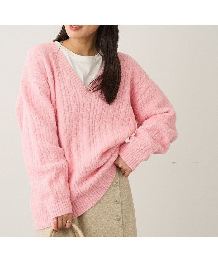 【クラフトスタンダードブティック/CRAFT STANDARD BOUTIQUE】の起毛ケーブルVニットネックニットプルオーバー インテリア・キッズ・メンズ・レディースファッション・服の通販 founy(ファニー) https://founy.com/ ファッション Fashion レディースファッション Fashion for Women トップス・カットソー Cut & Sew Tops ニット Knit Tops & Sweaters カジュアルプルオーバー・ニットトップス Pullovers & Knit Tops / Casual Pullovers シンプル Simple, Minimal セーター Sweater, Knitwear デニム Denim, Jeans Material ハイネック High Neck, Mock Neck バランス Balance, Style Balance フェミニン Feminine, Girly ポケット Pocket, Pocket Detail A/W・秋冬 Autumn/Winter エレガント 上品 Elegant |ID: prp329100004826444 ipo3291000000035116904