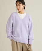 【クラフトスタンダードブティック/CRAFT STANDARD BOUTIQUE】の起毛ケーブルVニットネックニットプルオーバー Purple|ID: prp329100004826444 ipo3291000000035116907