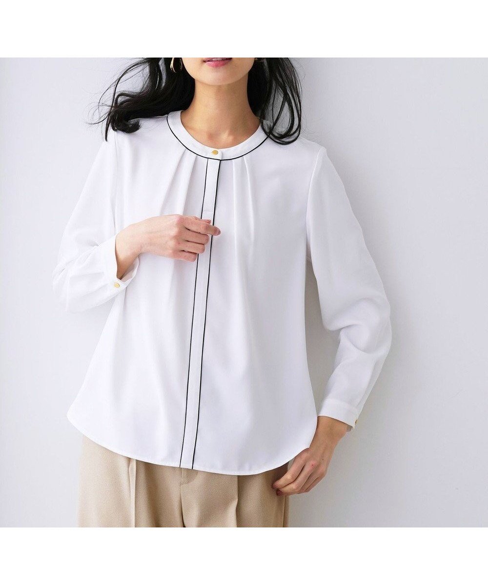 【エニィ スィス/any SiS】のフロントタックバイカラー ブラウス 人気、トレンドファッション・服の通販 founy(ファニー) 　ファッション　Fashion　レディースファッション　Fashion for Women　トップス・カットソー　Cut & Sew Tops　シャツ・ブラウス・オフィスカジュアル　Elegant Blouses & Button-Ups　おすすめ　Recommended / Our Picks　とろみ　Fluid, Flowy Fabric　カーディガン　Cardigan, Knitwear　ジャケット　Jacket, Outerwear　ジョーゼット　Georgette, Semi-Sheer Fabric　デニム　Denim, Jeans Material　ボトム　Bottoms, Lower Wear　ワイド　Wide, Wide Fit　エレガント 上品　Elegant　夏　Summer　新作・新入荷　New Arrivals / New In　春　Spring　S/S・春夏　SS, Spring/Summer, Warm Season　楽ちん　Easy Fit, Comfortable　 other-1|ID: prp329100004827312 ipo3291000000035192593