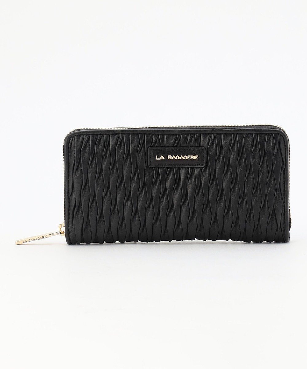 【ラ バガジェリー/LA BAGAGERIE】のシープレザープリーツ加工ラウンドウォレット インテリア・キッズ・メンズ・レディースファッション・服の通販 founy(ファニー) 　ファッション　Fashion　レディースファッション　Fashion for Women　ミニ財布・二つ折り財布　Wallets & Card Cases　スマート　Smart, Elegant　プリーツ　Pleats, Pleated　ベーシック　Basic, Essential　ポケット　Pocket, Pocket Detail　財布　Wallet, Purse　ブラック|ID: prp329100004827333 ipo3291000000035649922