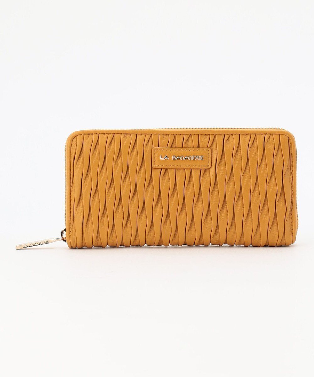 【ラ バガジェリー/LA BAGAGERIE】のシープレザープリーツ加工ラウンドウォレット インテリア・キッズ・メンズ・レディースファッション・服の通販 founy(ファニー) 　ファッション　Fashion　レディースファッション　Fashion for Women　ミニ財布・二つ折り財布　Wallets & Card Cases　スマート　Smart, Elegant　プリーツ　Pleats, Pleated　ベーシック　Basic, Essential　ポケット　Pocket, Pocket Detail　財布　Wallet, Purse　マスタード|ID: prp329100004827333 ipo3291000000035649924