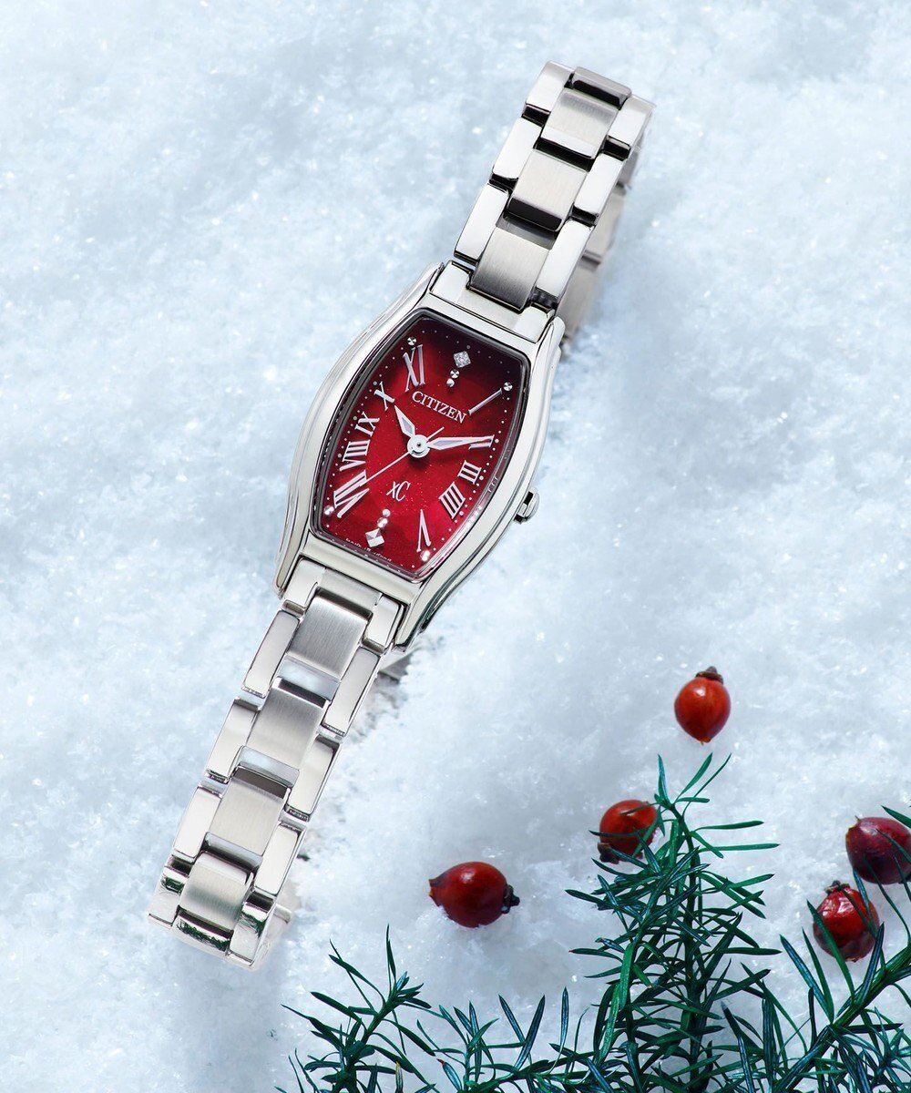 【シチズン/CITIZEN】の【数量限定モデル】レッドの文字板が印象的な電池交換不要トノー型ウオッチ インテリア・キッズ・メンズ・レディースファッション・服の通販 founy(ファニー) 　ファッション　Fashion　レディースファッション　Fashion for Women　腕時計　Wristwatch　ガラス　Glass, Glassware　シルバー　Silver, Metallic Silver　ジュエリー　Jewelry, Accessories　時計　Watch, Wristwatch　エレガント 上品　Elegant　シルバー|ID: prp329100004827341 ipo3291000000035700892