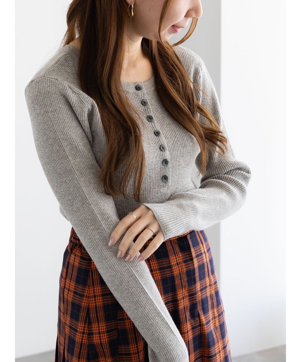 【テチチ/Te chichi】のヘンリーネックマーブルニット インテリア・キッズ・メンズ・レディースファッション・服の通販 founy(ファニー) 　ファッション　Fashion　レディースファッション　Fashion for Women　トップス・カットソー　Cut & Sew Tops　ニット　Knit Tops & Sweaters　セーター　Sweater, Knitwear　デニム　Denim, Jeans Material　フィット　Fit, Slim Fit　ワイド　Wide, Wide Fit　夏　Summer　S/S・春夏　SS, Spring/Summer, Warm Season　A/W・秋冬　Autumn/Winter　グレー|ID: prp329100004827343 ipo3291000000035520965
