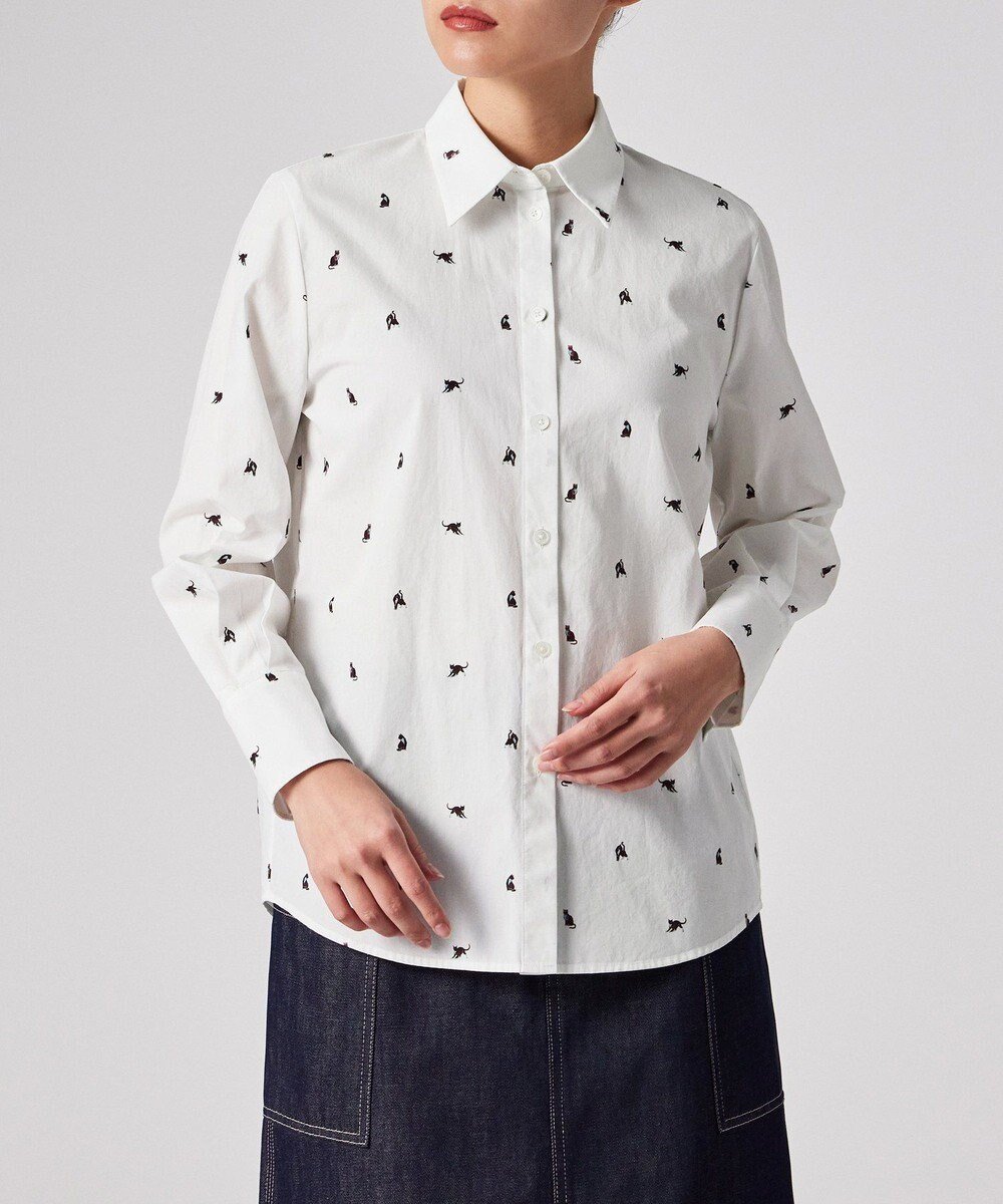 【ポール スミス/Paul Smith】のDitsy Cat コットン シャツ インテリア・キッズ・メンズ・レディースファッション・服の通販 founy(ファニー) 　ファッション　Fashion　レディースファッション　Fashion for Women　トップス・カットソー　Cut & Sew Tops　シャツ・ブラウス・オフィスカジュアル　Elegant Blouses & Button-Ups　インナー　Innerwear　ジャケット　Jacket, Outerwear　プリント　Print, Printed Pattern　夏　Summer　S/S・春夏　SS, Spring/Summer, Warm Season　A/W・秋冬　Autumn/Winter　オフホワイト|ID: prp329100004828132 ipo3291000000035136753