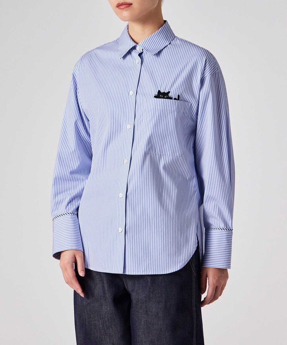 【ポール スミス/Paul Smith】のキャットエンブロイダリーシャツ インテリア・キッズ・メンズ・レディースファッション・服の通販 founy(ファニー) ファッション Fashion レディースファッション Fashion for Women トップス・カットソー Cut & Sew Tops シャツ・ブラウス・オフィスカジュアル Elegant Blouses & Button-Ups カフス Cuff Design ストライプ Stripe, Striped Pattern ポケット Pocket, Pocket Detail マニッシュ Mannish, Boyish ヨーク Yoke, Yoke Design 夏 Summer S/S・春夏 SS, Spring/Summer, Warm Season 猫 Cat, Kitty A/W・秋冬 Autumn/Winter ライトブルー|ID: prp329100004828133 ipo3291000000035136755