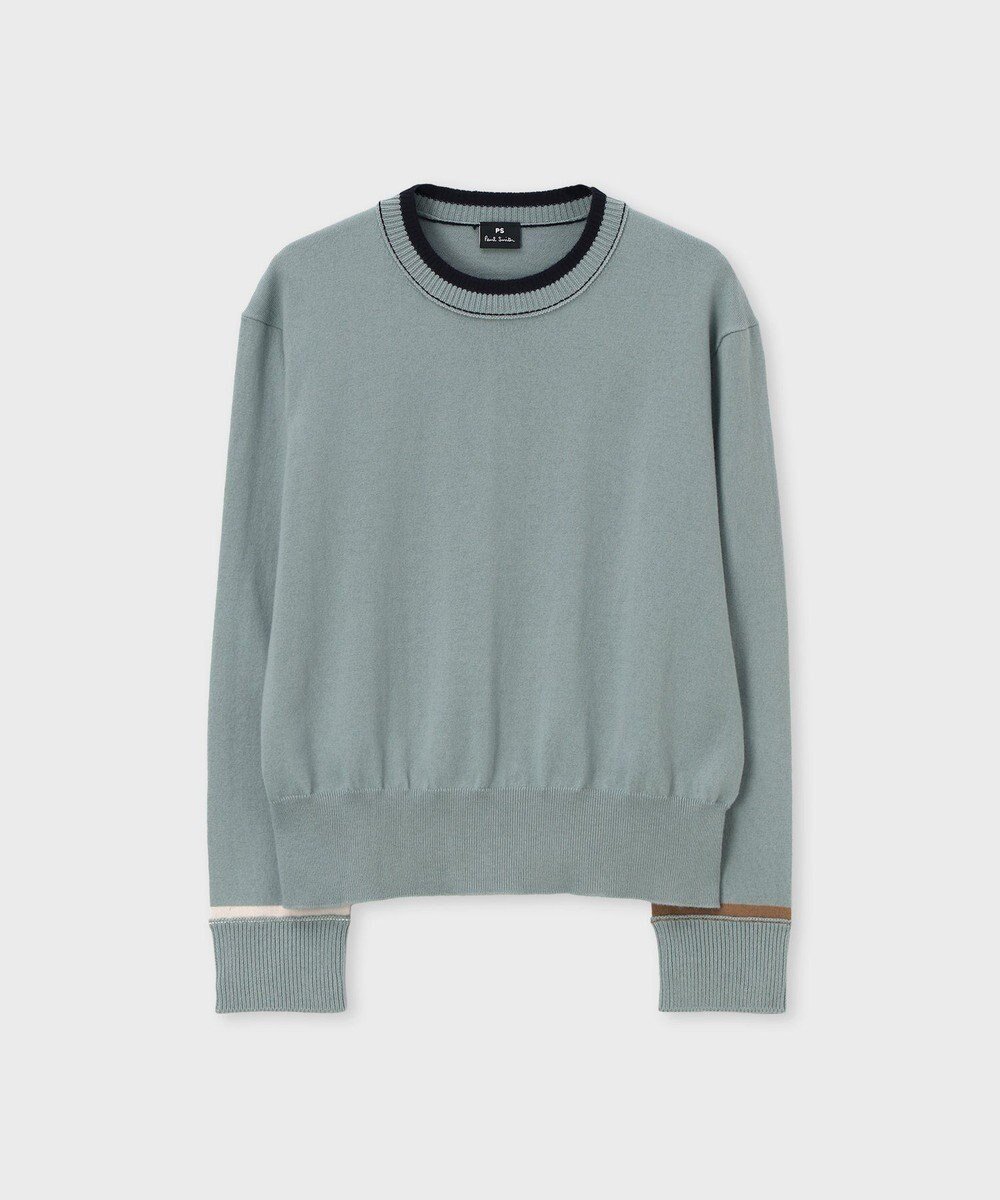 【ポール スミス/Paul Smith】のアクセントカラー クルーネックニット インテリア・キッズ・メンズ・レディースファッション・服の通販 founy(ファニー) 　ファッション　Fashion　レディースファッション　Fashion for Women　トップス・カットソー　Cut & Sew Tops　ニット　Knit Tops & Sweaters　インナー　Innerwear　カーディガン　Cardigan, Knitwear　シンプル　Simple, Minimal　ジャケット　Jacket, Outerwear　セーター　Sweater, Knitwear　ベーシック　Basic, Essential　エレガント 上品　Elegant　夏　Summer　S/S・春夏　SS, Spring/Summer, Warm Season　A/W・秋冬　Autumn/Winter　グレイッシュブルー|ID: prp329100004828136 ipo3291000000035136765