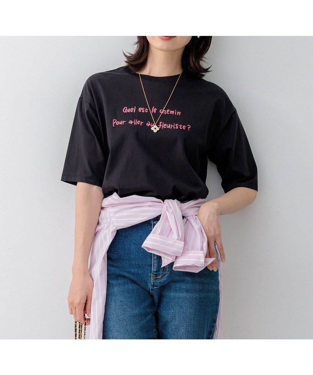【組曲/KUMIKYOKU】の【Flower Collection】プリントTシャツ インテリア・キッズ・メンズ・レディースファッション・服の通販 founy(ファニー) 　ファッション　Fashion　レディースファッション　Fashion for Women　トップス・カットソー　Cut & Sew Tops　シャツ・ブラウス・オフィスカジュアル　Elegant Blouses & Button-Ups　ロングTシャツ・Tシャツ　Longline T-Shirts & Tees　カットソー・ベーシックTシャツ　Cut-and-Sewn Tops / Stretch Tees & Basics　イラスト　Illustration　春　Spring　カットソー　Cut and Sewn Top　クラシック　Classic, Timeless Style　コレクション　Collection, Seasonal Line　シリコン　Silicone, Silicone Material　スウェット / スエット　Sweatshirt, Sweatwear　スペシャル　Special, Limited Edition　フラワー　Flower, Floral　プリント　Print, Printed Pattern　半袖　Short Sleeve, Half Sleeve　ロング　Long, Long-Length　S/S・春夏　SS, Spring/Summer, Warm Season　夏　Summer　エレガント 上品　Elegant　ブラック系|ID: prp329100004828162 ipo3291000000035679792
