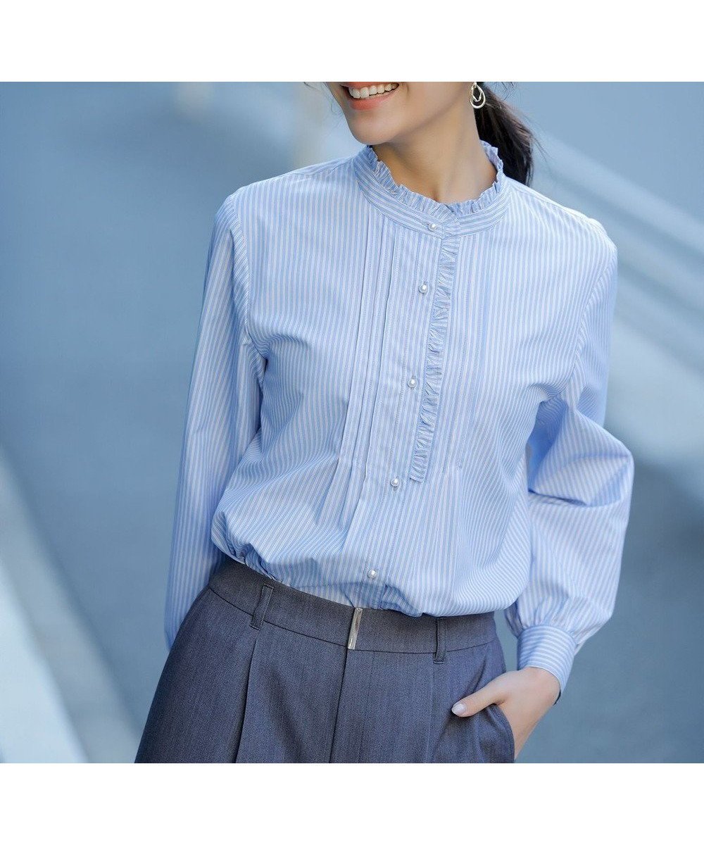 【エニィ スィス/any SiS】のフリルスタンド シャツ 人気、トレンドファッション・服の通販 founy(ファニー) 　ファッション　Fashion　レディースファッション　Fashion for Women　トップス・カットソー　Cut & Sew Tops　シャツ・ブラウス・オフィスカジュアル　Elegant Blouses & Button-Ups　春　Spring　カフス　Cuff Design　ジャケット　Jacket, Outerwear　スタンド　Stand Collar, Upright Stand　ストライプ　Stripe, Striped Pattern　パール　Pearl, Pearl Accent　フリル　Frill, Ruffle　ボトム　Bottoms, Lower Wear　S/S・春夏　SS, Spring/Summer, Warm Season　おすすめ　Recommended / Our Picks　夏　Summer　新作・新入荷　New Arrivals / New In　 other-1|ID: prp329100004829158 ipo3291000000036122486