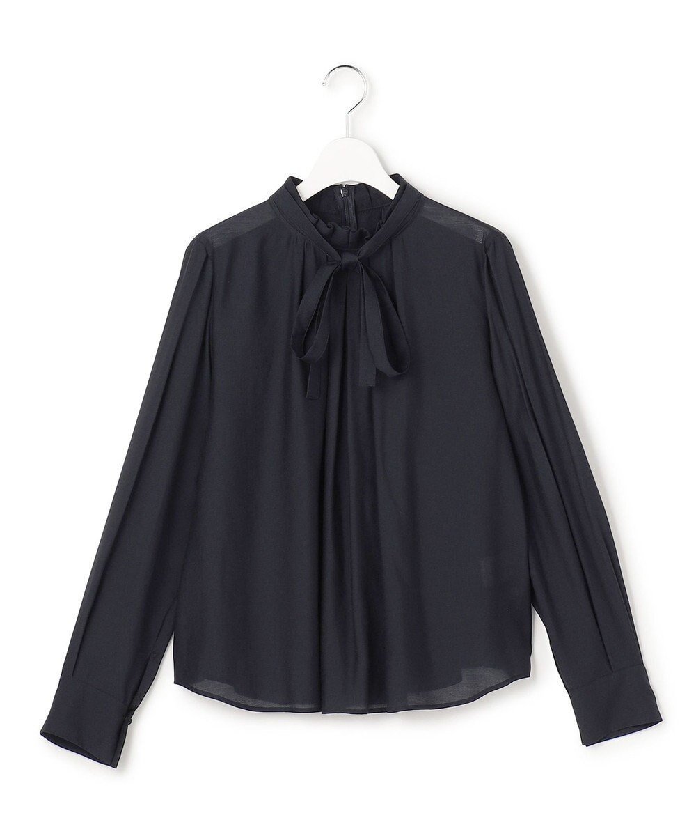 【23区/NIJYUSANKU】の【先行予約】TRオーガンジー 2WAY ボウタイブラウス インテリア・キッズ・メンズ・レディースファッション・服の通販 founy(ファニー) 　ファッション　Fashion　レディースファッション　Fashion for Women　トップス・カットソー　Cut & Sew Tops　シャツ・ブラウス・オフィスカジュアル　Elegant Blouses & Button-Ups　オーガンジー　Organza Fabric　春　Spring　カーディガン　Cardigan, Knitwear　シアー　Sheer, See-Through　ジャケット　Jacket, Outerwear　スウェット / スエット　Sweatshirt, Sweatwear　ツイル　Twist, Twisted Detail　ドレープ　Drape, Draping Fabric　ハイネック　High Neck, Mock Neck　リボン　Ribbon, Bow　S/S・春夏　SS, Spring/Summer, Warm Season　おすすめ　Recommended / Our Picks　夏　Summer　エレガント 上品　Elegant　セレモニー　Ceremony　2026年　2026　ネイビー系|ID: prp329100004829173 ipo3291000000035147410