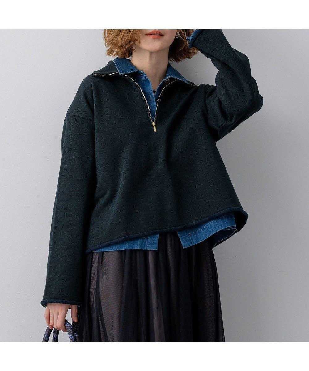 【23区/NIJYUSANKU】の【先行予約】シャイニーコットンテリー ハーフジップ スウェット インテリア・キッズ・メンズ・レディースファッション・服の通販 founy(ファニー) 　ファッション　Fashion　レディースファッション　Fashion for Women　トップス・カットソー　Cut & Sew Tops　レディースパーカー・カジュアルフーディー　Casual Hoodies & Sweatshirts　スウェット・クルーネックトップス　Sweatshirts & Crewnecks / Relaxed Fit Sweat Tops　インナー　Innerwear　春　Spring　カットソー　Cut and Sewn Top　今季　This Season, Current Season　スウェット / スエット　Sweatshirt, Sweatwear　タートルネック　Turtleneck, High Neck　トレンド　Trend, Trending Now　ループ　Loop, Loop Knit　S/S・春夏　SS, Spring/Summer, Warm Season　おすすめ　Recommended / Our Picks　夏　Summer　エレガント 上品　Elegant　2026年　2026　ネイビー系|ID: prp329100004829177 ipo3291000000035147424