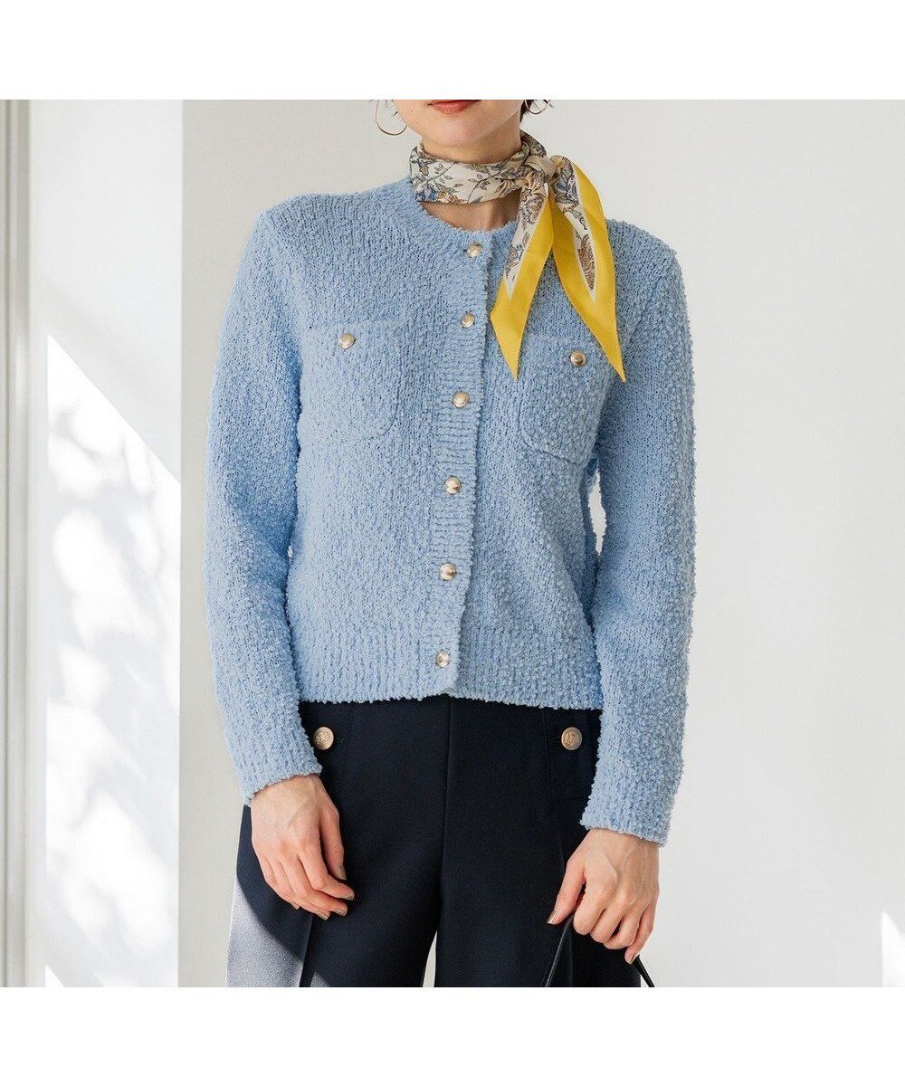 【23区/NIJYUSANKU】のファンシーツィーディー ポケットデザイン カーディガン インテリア・キッズ・メンズ・レディースファッション・服の通販 founy(ファニー) 　ファッション　Fashion　レディースファッション　Fashion for Women　トップス・カットソー　Cut & Sew Tops　カーディガン・羽織り　Layered Style Cardigans　イタリア　Italy　春　Spring　カーディガン　Cardigan, Knitwear　コンパクト　Compact, Small Size　ダウン　Down, Puffer　ツイード　Twill, Twill Weave　デニム　Denim, Jeans Material　ポケット　Pocket, Pocket Detail　ワイド　Wide, Wide Fit　S/S・春夏　SS, Spring/Summer, Warm Season　夏　Summer　エレガント 上品　Elegant　2026年　2026　スカイブルー系|ID: prp329100004829182 ipo3291000000035764761
