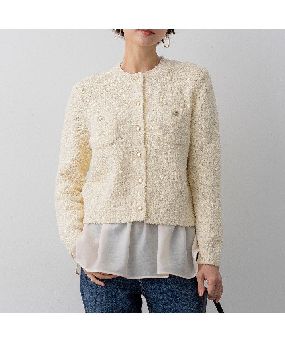 【23区/NIJYUSANKU】のファンシーツィーディー ポケットデザイン カーディガン インテリア・キッズ・メンズ・レディースファッション・服の通販 founy(ファニー) 　ファッション　Fashion　レディースファッション　Fashion for Women　トップス・カットソー　Cut & Sew Tops　カーディガン・羽織り　Layered Style Cardigans　イタリア　Italy　春　Spring　カーディガン　Cardigan, Knitwear　コンパクト　Compact, Small Size　ダウン　Down, Puffer　ツイード　Twill, Twill Weave　デニム　Denim, Jeans Material　ポケット　Pocket, Pocket Detail　ワイド　Wide, Wide Fit　S/S・春夏　SS, Spring/Summer, Warm Season　夏　Summer　エレガント 上品　Elegant　2026年　2026　アイボリー系|ID: prp329100004829182 ipo3291000000035764763