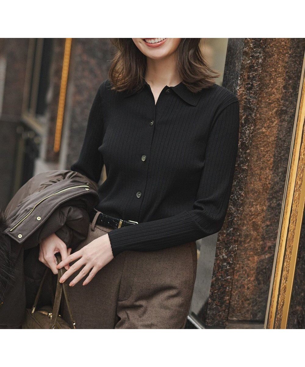 【23区/NIJYUSANKU】のワイドリブ ポロニット インテリア・キッズ・メンズ・レディースファッション・服の通販 founy(ファニー) ファッション Fashion レディースファッション Fashion for Women トップス・カットソー Cut & Sew Tops ニット Knit Tops & Sweaters 春 Spring カーディガン Cardigan, Knitwear ストレッチ Stretch, Stretchy Fabric セーター Sweater, Knitwear バランス Balance, Style Balance モダン Modern, Contemporary ワイド Wide, Wide Fit ワイドリブ Wide Rib, Wide Ribbed Knit S/S・春夏 SS, Spring/Summer, Warm Season 夏 Summer エレガント 上品 Elegant 2026年 2026 ブラック系|ID: prp329100004829184 ipo3291000000035516021