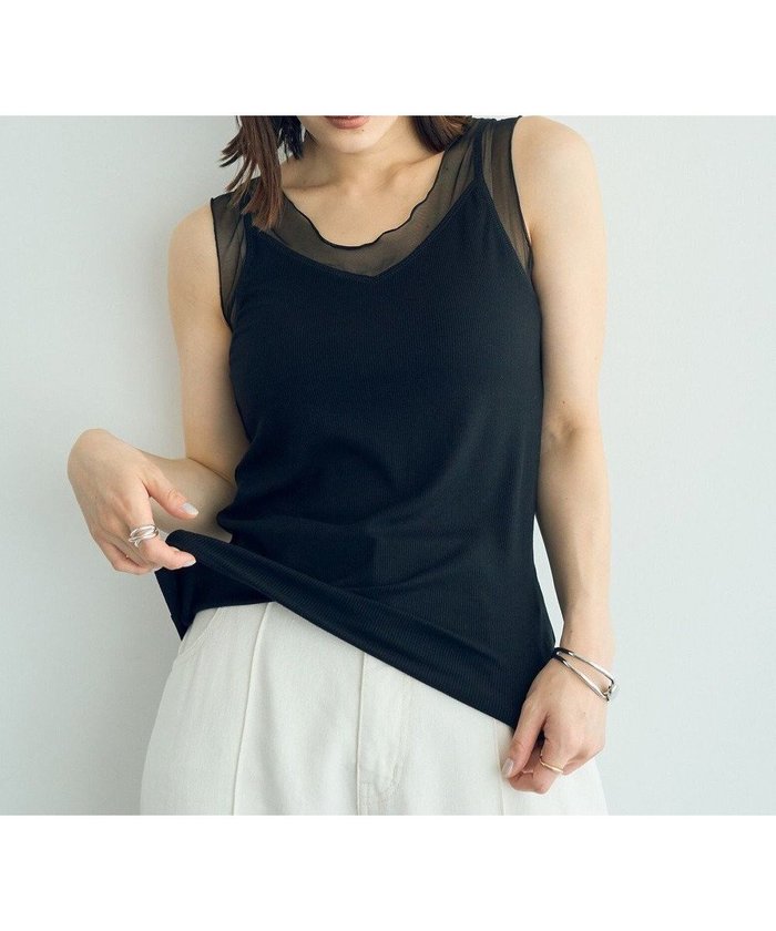 【イェッカ ヴェッカ/YECCA VECCA】のチュールMIXリブインナー インテリア・キッズ・メンズ・レディースファッション・服の通販 founy(ファニー) https://founy.com/ ファッション Fashion レディースファッション Fashion for Women トップス・カットソー Cut & Sew Tops おすすめ Recommended / Our Picks インナー Innerwear シアー Sheer, See-Through タンク Tank Top, Sleeveless Top チュール Tulip, Tulip Motif トレンド Trend, Trending Now フィット Fit, Slim Fit プレート Plate, Dish ポケット Pocket, Pocket Detail A/W・秋冬 Autumn/Winter |ID: prp329100004829190 ipo3291000000035147471