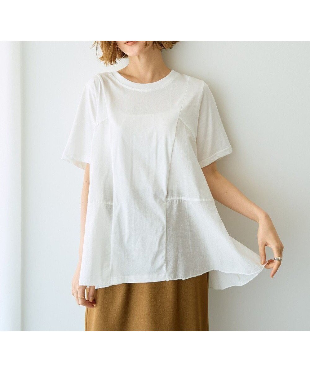 【イェッカ ヴェッカ/YECCA VECCA】の【DOLL UP OOPS】異素材切替フレアートップス 人気、トレンドファッション・服の通販 founy(ファニー) ファッション Fashion レディースファッション Fashion for Women トップス・カットソー Cut & Sew Tops シャツ・ブラウス・オフィスカジュアル Elegant Blouses & Button-Ups ロングTシャツ・Tシャツ Longline T-Shirts & Tees カットソー・ベーシックTシャツ Cut-and-Sewn Tops / Stretch Tees & Basics カットソー Cut and Sewn Top 切替 Switching, Contrast Panel トレンド Trend, Trending Now フレア Flare, Flared プリント Print, Printed Pattern ボトム Bottoms, Lower Wear ポケット Pocket, Pocket Detail A/W・秋冬 Autumn/Winter other-1|ID: prp329100004829199 ipo3291000000035147503