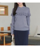 【ティアクラッセ/Tiaclasse】のモックネックフリルニットトップス ブルー|ID: prp329100004829200 ipo3291000000035147509