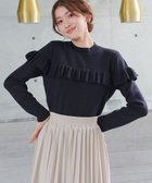 【ティアクラッセ/Tiaclasse】のモックネックフリルニットトップス ネイビー|ID: prp329100004829200 ipo3291000000035147510