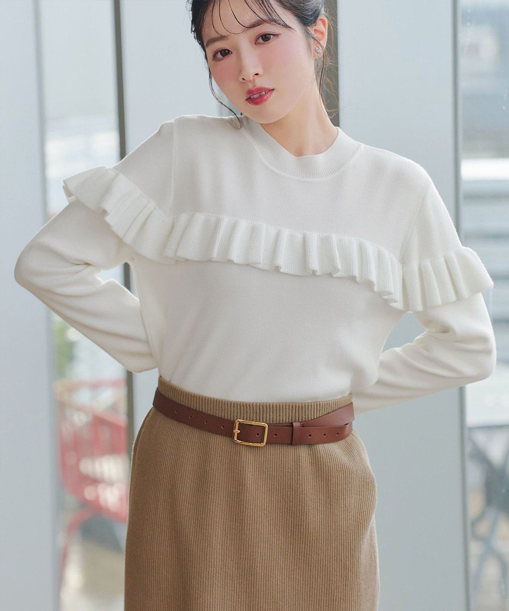 【ティアクラッセ/Tiaclasse】のモックネックフリルニットトップス インテリア・キッズ・メンズ・レディースファッション・服の通販 founy(ファニー) ファッション Fashion レディースファッション Fashion for Women トップス・カットソー Cut & Sew Tops ニット Knit Tops & Sweaters アクセサリー Fashion Accessories ウォッシャブル Machine Washable 春 Spring 洗える Machine Washable 秋 Autumn シューズ Shoes, Footwear ショート Short, Short Length シンプル Simple, Minimal セーター Sweater, Knitwear 長袖 Long Sleeve, Full Sleeve バランス Balance, Style Balance フィット Fit, Slim Fit フェミニン Feminine, Girly フリル Frill, Ruffle ボトム Bottoms, Lower Wear 冬 Winter / This Winter S/S・春夏 SS, Spring/Summer, Warm Season 再入荷 Restock / Back in Stock 夏 Summer エレガント 上品 Elegant 新作・新入荷 New Arrivals / New In ビジネス 仕事 通勤 Business / Work / Commuting オフホワイト|ID: prp329100004829200 ipo3291000000035701103