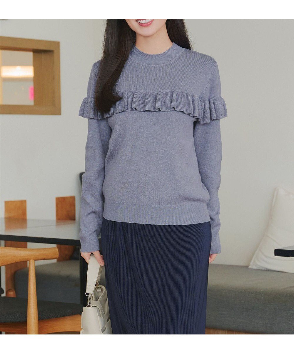 【ティアクラッセ/Tiaclasse】のモックネックフリルニットトップス インテリア・キッズ・メンズ・レディースファッション・服の通販 founy(ファニー) ファッション Fashion レディースファッション Fashion for Women トップス・カットソー Cut & Sew Tops ニット Knit Tops & Sweaters アクセサリー Fashion Accessories ウォッシャブル Machine Washable 春 Spring 洗える Machine Washable 秋 Autumn シューズ Shoes, Footwear ショート Short, Short Length シンプル Simple, Minimal セーター Sweater, Knitwear 長袖 Long Sleeve, Full Sleeve バランス Balance, Style Balance フィット Fit, Slim Fit フェミニン Feminine, Girly フリル Frill, Ruffle ボトム Bottoms, Lower Wear 冬 Winter / This Winter S/S・春夏 SS, Spring/Summer, Warm Season 再入荷 Restock / Back in Stock 夏 Summer エレガント 上品 Elegant 新作・新入荷 New Arrivals / New In ビジネス 仕事 通勤 Business / Work / Commuting ブルー|ID: prp329100004829200 ipo3291000000035701107