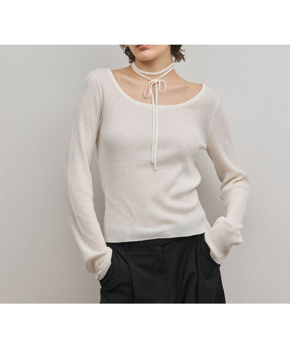 【グレース コンチネンタル/GRACE CONTINENTAL】のバイカラーリブニットトップ 人気、トレンドファッション・服の通販 founy(ファニー) 　ファッション　Fashion　レディースファッション　Fashion for Women　トップス・カットソー　Cut & Sew Tops　ニット　Knit Tops & Sweaters　春　Spring　シンプル　Simple, Minimal　セーター　Sweater, Knitwear　ベーシック　Basic, Essential　ラベンダー　Lavender　リボン　Ribbon, Bow　S/S・春夏　SS, Spring/Summer, Warm Season　夏　Summer　 other-1|ID: prp329100004830113 ipo3291000000035701662