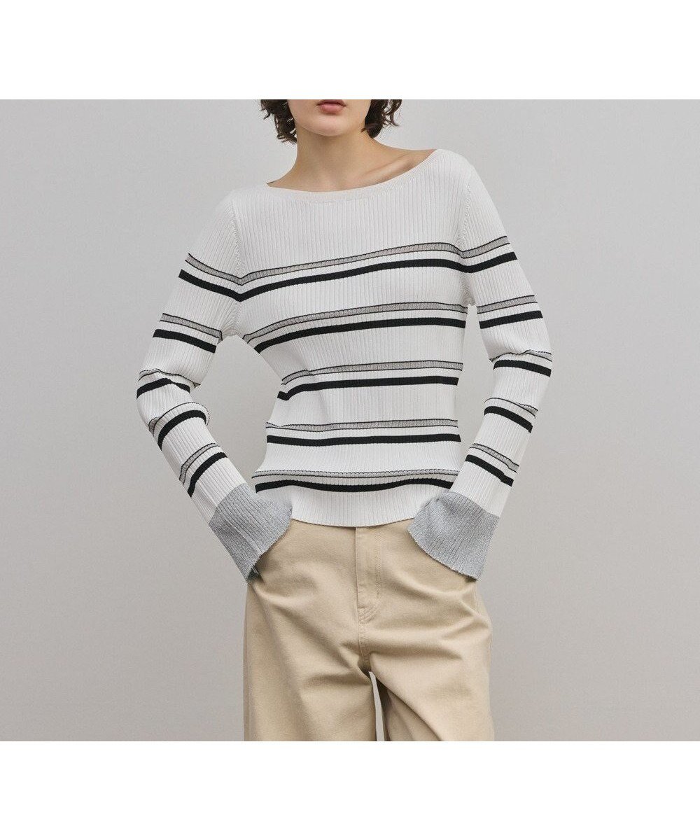 【グレース コンチネンタル/GRACE CONTINENTAL】のラメボーダーニットトップ 人気、トレンドファッション・服の通販 founy(ファニー) 　ファッション　Fashion　レディースファッション　Fashion for Women　トップス・カットソー　Cut & Sew Tops　ニット　Knit Tops & Sweaters　シアー　Sheer, See-Through　セーター　Sweater, Knitwear　ボーダー　Border, Stripe　夏　Summer　春　Spring　S/S・春夏　SS, Spring/Summer, Warm Season　 other-1|ID: prp329100004830115 ipo3291000000035157444