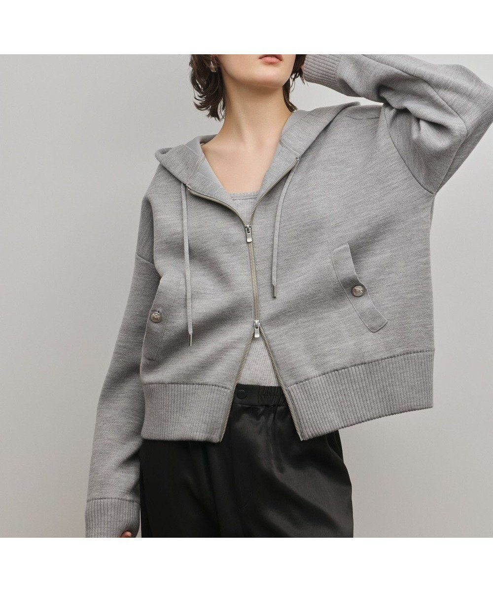 【グレース コンチネンタル/GRACE CONTINENTAL】のフォルムニットパーカー インテリア・キッズ・メンズ・レディースファッション・服の通販 founy(ファニー) 　ファッション　Fashion　レディースファッション　Fashion for Women　トップス・カットソー　Cut & Sew Tops　ニット　Knit Tops & Sweaters　レディースパーカー・カジュアルフーディー　Casual Hoodies & Sweatshirts　ストレッチ　Stretch, Stretchy Fabric　パーカー　Hoodie, Parka　A/W・秋冬　Autumn/Winter　グレー|ID: prp329100004830116 ipo3291000000035157449
