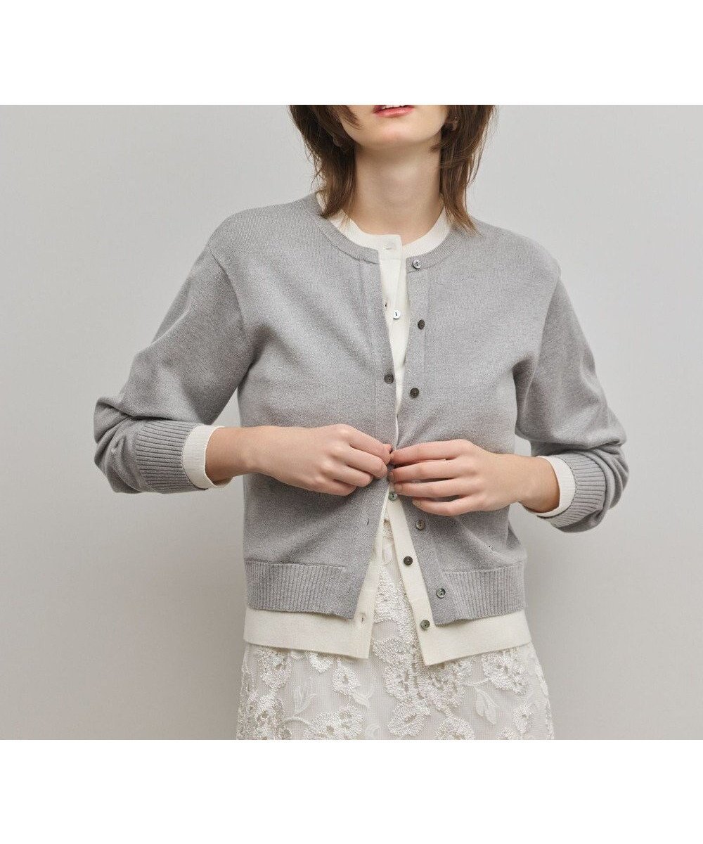 【グレース コンチネンタル/GRACE CONTINENTAL】のレイヤード風ニットカーディガン インテリア・キッズ・メンズ・レディースファッション・服の通販 founy(ファニー) 　ファッション　Fashion　レディースファッション　Fashion for Women　トップス・カットソー　Cut & Sew Tops　ニット　Knit Tops & Sweaters　カーディガン・羽織り　Layered Style Cardigans　カーディガン　Cardigan, Knitwear　夏　Summer　春　Spring　S/S・春夏　SS, Spring/Summer, Warm Season　グレー|ID: prp329100004830118 ipo3291000000035157456