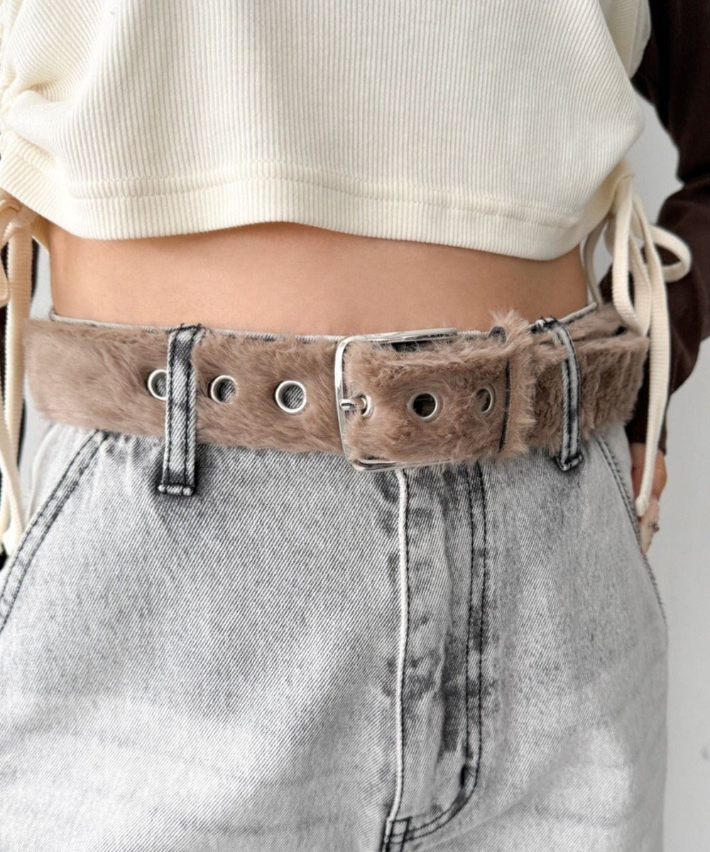 【ウィゴー/WEGO】のLハトメファーベルト インテリア・キッズ・メンズ・レディースファッション・服の通販 founy(ファニー) 　ファッション　Fashion　レディースファッション　Fashion for Women　ベルト&ウエストマーク　Belts & Waist Accessories　おすすめ　Recommended / Our Picks　スマホ　Smartphone, Mobile Device　デニム　Denim, Jeans Material　トレンド　Trend, Trending Now　フェイクファー　Faux Fur, Imitation Fur　メタル　Metal, Metal Parts　ベージュ|ID: prp329100004830147 ipo3291000000035157593
