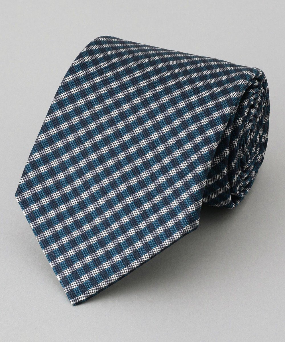 【五大陸/gotairiku / MEN】のGOTAIRIKU別注【日本製】シルク ネクタイ_チェック インテリア・キッズ・メンズ・レディースファッション・服の通販 founy(ファニー) 　ファッション　Fashion　メンズファッション　Fashion for Men　コレクション　Collection, Seasonal Line　シルク　Silk, 100% Silk　シンプル　Simple, Minimal　スーツ　Suit, Formalwear　チェック　Check, Plaid, Tartan　別注　Limited Edition, Custom Order　モダン　Modern, Contemporary　A/W・秋冬　Autumn/Winter　日本製　Made In Japan　スカイブルー系8|ID: prp329100004830690 ipo3291000000035165416