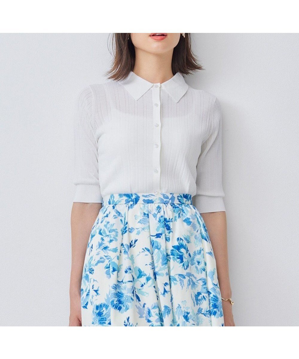 【組曲/KUMIKYOKU】の【WEB限定カラーあり】衿付きシアーニットポロ インテリア・キッズ・メンズ・レディースファッション・服の通販 founy(ファニー) 　ファッション　Fashion　レディースファッション　Fashion for Women　トップス・カットソー　Cut & Sew Tops　ニット　Knit Tops & Sweaters　おすすめ　Recommended / Our Picks　コンパクト　Compact, Small Size　シアー　Sheer, See-Through　シンプル　Simple, Minimal　セーター　Sweater, Knitwear　チャーム　Charm, Pendant　フィット　Fit, Slim Fit　ポロシャツ　Polo Shirt, Collared Tee　ワイドリブ　Wide Rib, Wide Ribbed Knit　エレガント 上品　Elegant　夏　Summer　春　Spring　S/S・春夏　SS, Spring/Summer, Warm Season　アイボリー系|ID: prp329100004830699 ipo3291000000035165483