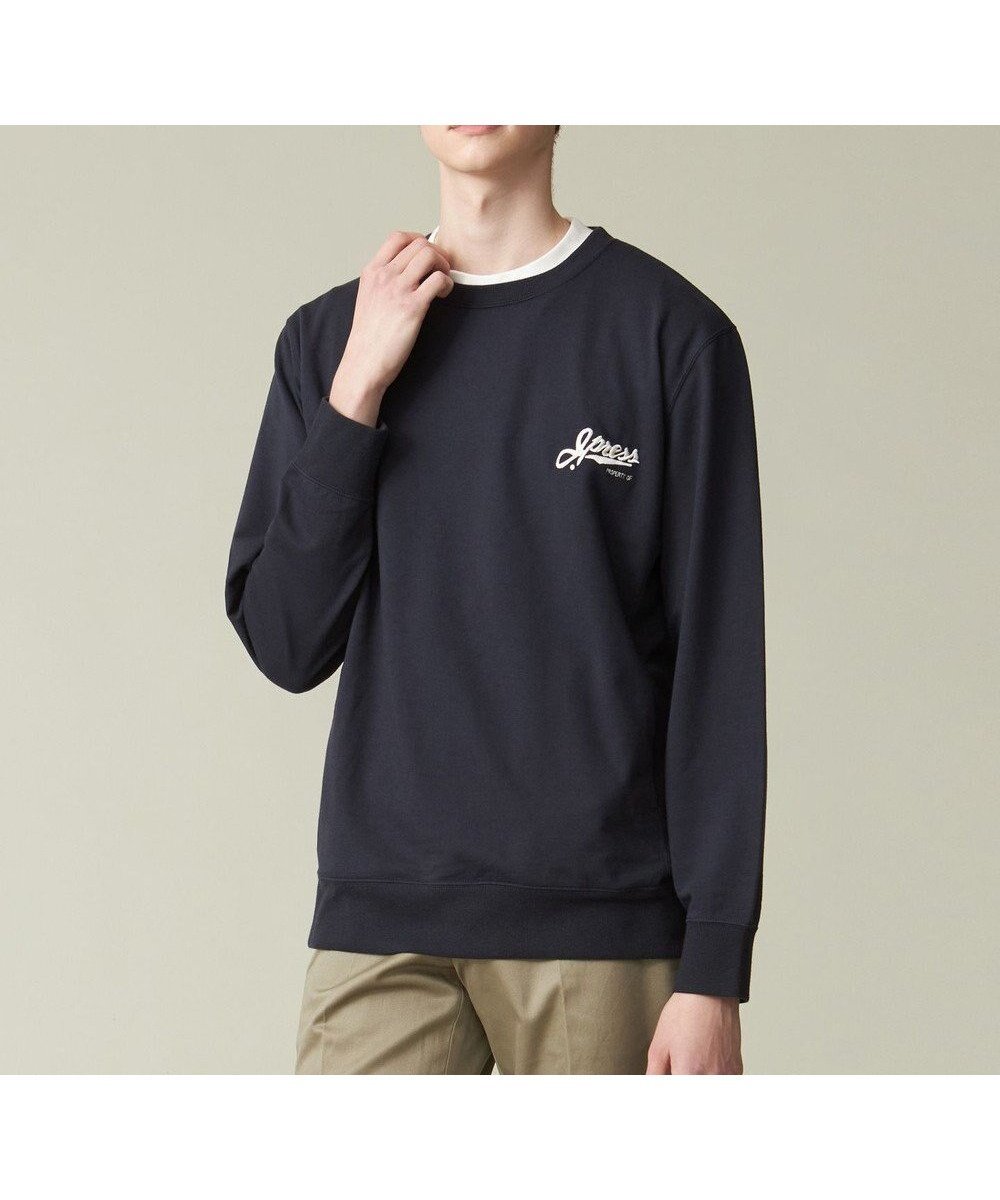 【ジェイ プレス/J.PRESS / MEN】のインレージャージー ロゴトレーナー インテリア・キッズ・メンズ・レディースファッション・服の通販 founy(ファニー) 　ファッション　Fashion　メンズファッション　Fashion for Men　トップス・カットソー　Cut & Sew Tops　春　Spring　スウェット / スエット　Sweatshirt, Sweatwear　トレーナー　Sweatshirt, Trainer　S/S・春夏　SS, Spring/Summer, Warm Season　おすすめ　Recommended / Our Picks　夏　Summer　ネイビー系|ID: prp329100004831245 ipo3291000000035175093