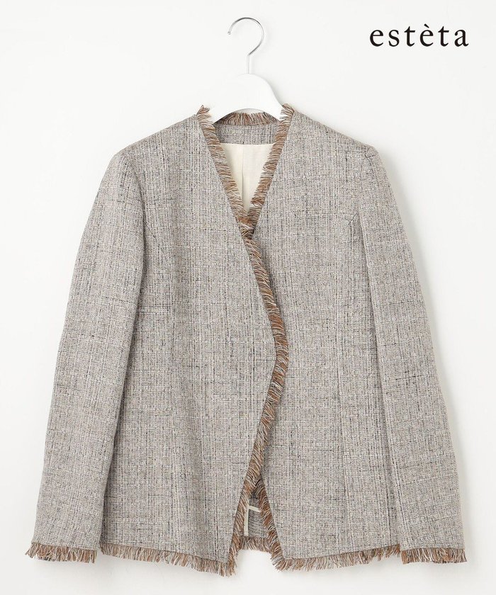 【23区/NIJYUSANKU】の【エステータ】リネンミックスツイード ジャケット インテリア・キッズ・メンズ・レディースファッション・服の通販 founy(ファニー) https://founy.com/ ファッション Fashion レディースファッション Fashion for Women アウター Coat / Outerwear Collection レディースジャケット・軽アウター Jackets ノーカラージャケット / シンプル上品コーデ Collarless Jackets エレガント 上品 Elegant 春 Spring ジャケット Jacket, Outerwear セットアップ Set-Up, Coordinated Outfit ツイード Twill, Twill Weave デニム Denim, Jeans Material フリンジ Fringe, Tassel ミックス Mix, Mixed Style リネン Linen, Linen Fabric S/S・春夏 SS, Spring/Summer, Warm Season おすすめ Recommended / Our Picks 夏 Summer |ID: prp329100004831262 ipo3291000000035175173