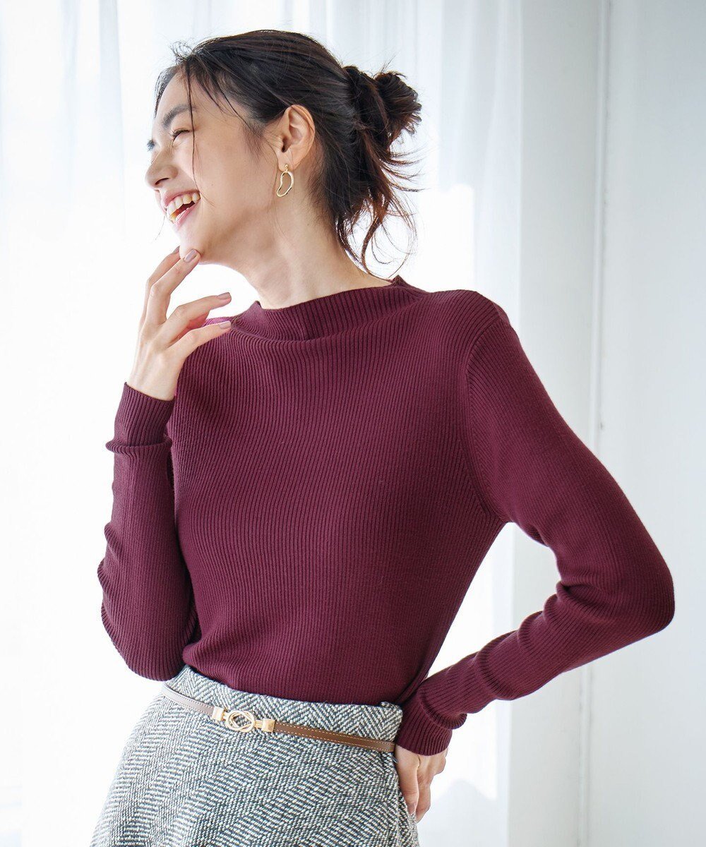 【エニー/ANY】の【洗濯機可】ボトルネック リブニット インテリア・キッズ・メンズ・レディースファッション・服の通販 founy(ファニー) 　ファッション　Fashion　レディースファッション　Fashion for Women　トップス・カットソー　Cut & Sew Tops　ニット　Knit Tops & Sweaters　おすすめ　Recommended / Our Picks　インナー　Innerwear　シンプル　Simple, Minimal　セーター　Sweater, Knitwear　デニム　Denim, Jeans Material　フィット　Fit, Slim Fit　ベーシック　Basic, Essential　ボトルネック　Bottle Neck, Mock Neck　リブニット　Rib Knit, Ribbed Knit　ワイド　Wide, Wide Fit　エレガント 上品　Elegant　洗える　Machine Washable　A/W・秋冬　Autumn/Winter　ボルドー|ID: prp329100004831270 ipo3291000000035175247