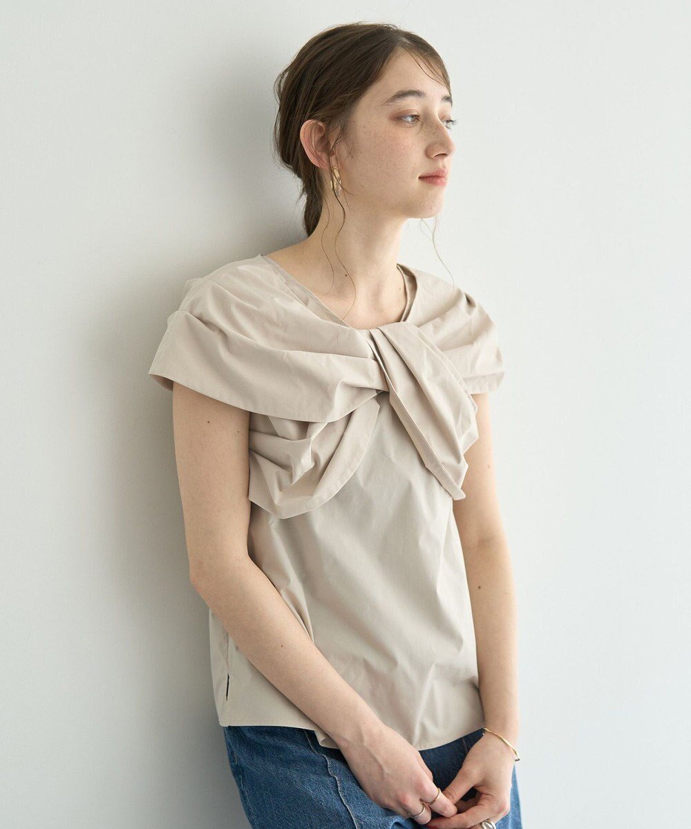 【イェッカ ヴェッカ/YECCA VECCA】のリボンデザインブラウス インテリア・キッズ・メンズ・レディースファッション・服の通販 founy(ファニー) 　ファッション　Fashion　レディースファッション　Fashion for Women　トップス・カットソー　Cut & Sew Tops　シャツ・ブラウス・オフィスカジュアル　Elegant Blouses & Button-Ups　ショール　Shawl, Wrap　ボックス　Boxy, Box Shape　ボトム　Bottoms, Lower Wear　ポケット　Pocket, Pocket Detail　リボン　Ribbon, Bow　夏　Summer　春　Spring　S/S・春夏　SS, Spring/Summer, Warm Season　Beige|ID: prp329100004832041 ipo3291000000035184026