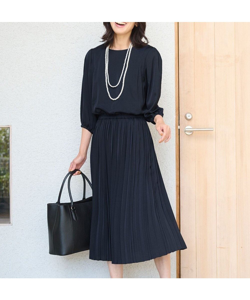 【エニー/ANY】の【洗える・ウエストゴム】セレモニープリーツワンピース 人気、トレンドファッション・服の通販 founy(ファニー) 　ファッション　Fashion　レディースファッション　Fashion for Women　ワンピース　Dresses　フォーマル・パーティードレス・結婚式用ドレス　Elegant & Casual Dresses　サテン　Satin, Glossy Fabric　シンプル　Simple, Minimal　ジャケット　Jacket, Outerwear　ドレス　Dress, One-Piece　プリーツ　Pleats, Pleated　ポケット　Pocket, Pocket Detail　ワッシャー　Washer, Crinkled Finish　エレガント 上品　Elegant　洗える　Machine Washable　A/W・秋冬　Autumn/Winter　 other-1|ID: prp329100004832046 ipo3291000000035184078