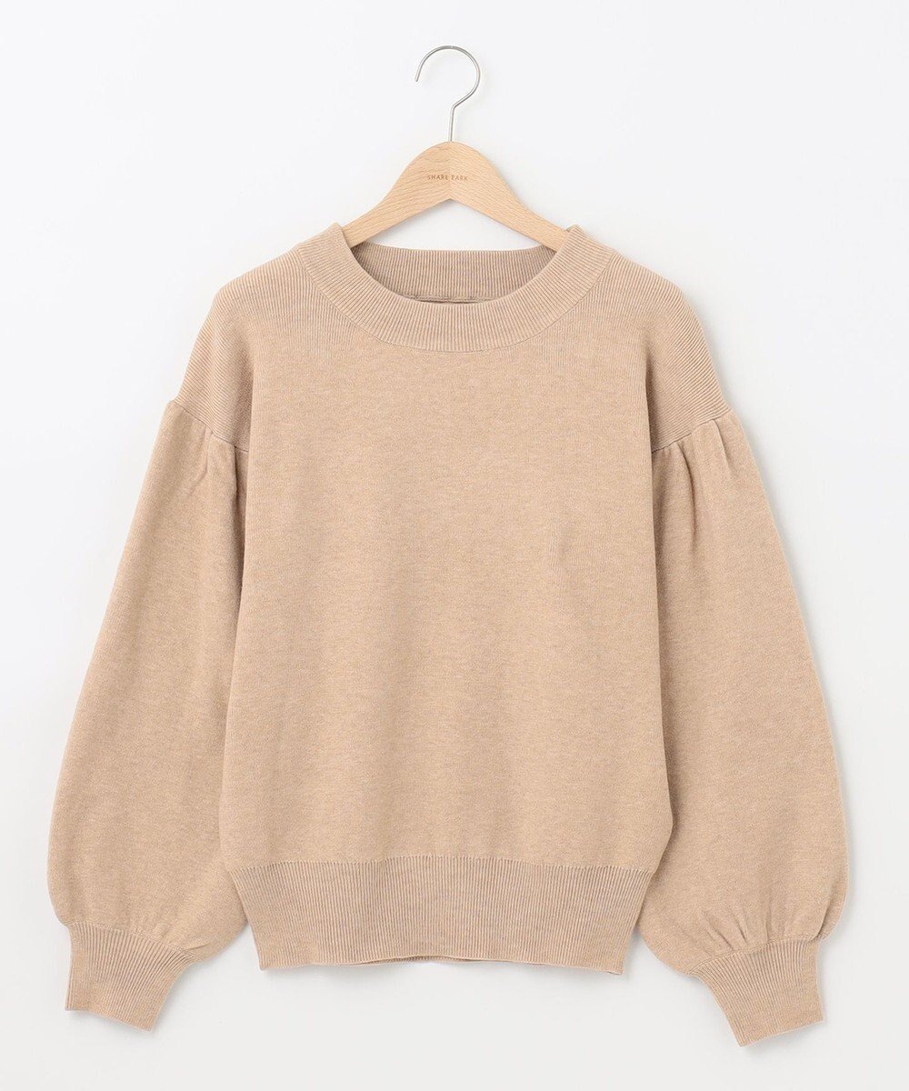 【シェアパーク/SHARE PARK】のソフトタッチパフスリーブニット インテリア・キッズ・メンズ・レディースファッション・服の通販 founy(ファニー) 　ファッション　Fashion　レディースファッション　Fashion for Women　トップス・カットソー　Cut & Sew Tops　ニット　Knit Tops & Sweaters　スリーブ　Sleeve, Long Sleeve / Short Sleeve　セーター　Sweater, Knitwear　トレンド　Trend, Trending Now　フェミニン　Feminine, Girly　ベーシック　Basic, Essential　A/W・秋冬　Autumn/Winter　グレージュ|ID: prp329100004832050 ipo3291000000035184096