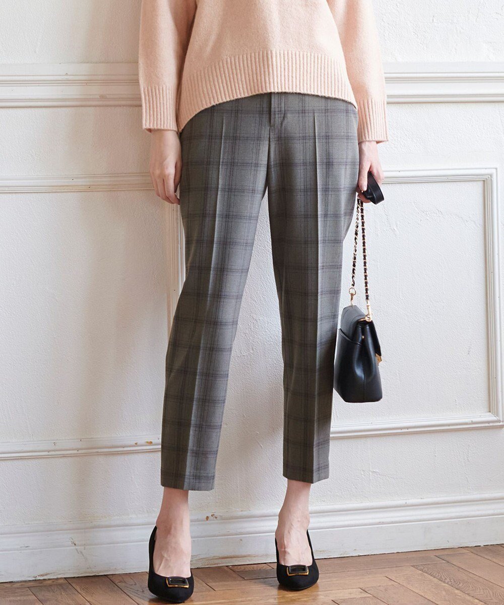 【エニィ スィス/any SiS】の【保温性あり/洗える】サーモ 2WAYストレッチ テーパード パンツ インテリア・キッズ・メンズ・レディースファッション・服の通販 founy(ファニー) 　雑誌掲載アイテム　Magazine Picks & Fashion Features　ファッション雑誌　Fashion Magazines　ビジンヒャッカ　美人百花　オッジ　Oggi　ファッション　Fashion　レディースファッション　Fashion for Women　パンツ　Pants & Trousers　1月号　January Issue　洗える　Machine Washable　11月号　November Issue　ストレッチ　Stretch, Stretchy Fabric　センター　Center, Center Line　雑誌　Magazine, Fashion Magazine　チェック　Check, Plaid, Tartan　テーパード　Tapered, Tapered Pants　定番　Standard, Basic Item　人気　Popular, Best Seller　パターン　Pattern, Design Print　A/W・秋冬　Autumn/Winter　おすすめ　Recommended / Our Picks　グレーベース|ID: prp329100004832053 ipo3291000000035184118