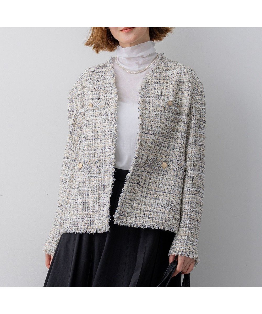 【23区/NIJYUSANKU】の【先行予約】GIOLICAツイード ジャケット 人気、トレンドファッション・服の通販 founy(ファニー) 　ファッション　Fashion　レディースファッション　Fashion for Women　アウター　Coat / Outerwear Collection　レディースジャケット・軽アウター　Jackets　イタリア　Italy　インナー　Innerwear　クラシック　Classic, Timeless Style　コンパクト　Compact, Small Size　ジャケット　Jacket, Outerwear　ツイード／ツィード　Choker, Choker Necklace　ツイード　Twill, Twill Weave　デニム　Denim, Jeans Material　なめらか　Smooth, Silky Texture　ハイネック　High Neck, Mock Neck　フォルム　Silhouette, Form　フランス　France, French　フリンジ　Fringe, Tassel　ボトム　Bottoms, Lower Wear　ミックス　Mix, Mixed Style　モノトーン　Monotone, Black and White　リュクス　Luxury, Elegant, High-End, Chic　おすすめ　Recommended / Our Picks　エレガント 上品　Elegant　セレモニー　Ceremony　2026年　2026　 other-1|ID: prp329100004832063 ipo3291000000035184159